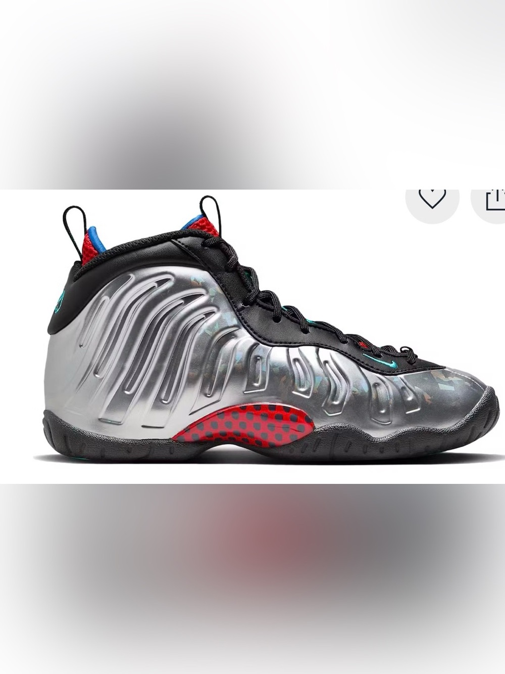 Nike Kids Silver, Black and Red Foamposite Sneakers